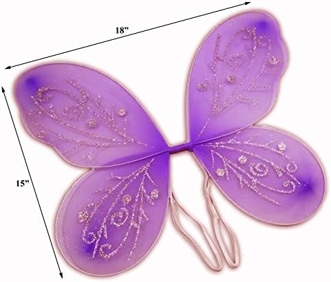 4 Pc. Butterfly Princess Wings, Crown, Tutu and Glow Star Wand Halloween Bundle