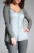 Three Dots Women's Sheer Tencel Stripe Long-Sleeve Double Layer Cardigan