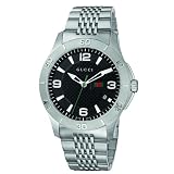 Gucci Men`s YA126218 G Timeless Black Dial Stainless Steel Bracelet Watch