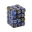Chessex Gemini Opaque 12mm d6 Black-Blue with gold Dice Block