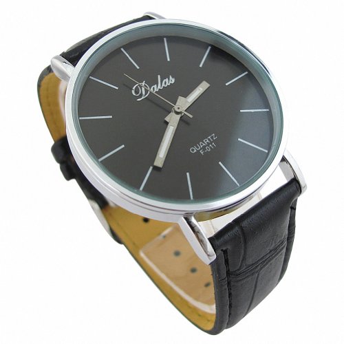 Youyoupifa Best Birthday Gift Fashion PU Leather Strap Quartz Wrist Watch (Black)