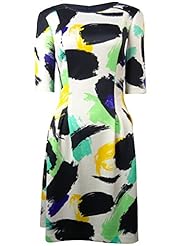 Bateau Neck Elbow Length Sleeves Polyester/Spandex General Print  Dress with a Brush/Sweep Train 