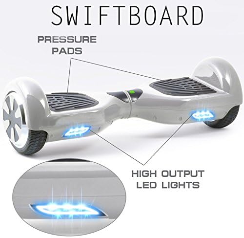SWIFTBOARD Self Balancing Scooter Two Wheel Self Balance Electric Board Drifting Personal Transporter Mini Unicycle with Led Light (White)