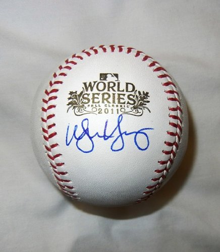 Michael Young Autographed Official 2011 World Series Baseball W/PROOF, Picture of Michael Signing For Us, Texas Rangers, 2011 World Series