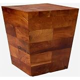 Teak Wood Pyramid Block Side Table