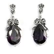 Marcasite with Amethyst CZ Earrings, Size: 44mm