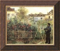 Monet Painting in His Garden Framed Canvas Art by Pierre Auguste Renoir,30.3 in. x 25.8 in. Framed