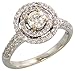 14 Karat Weissgold Fantasie Damen Solitaerer Diamanten Ring, mit 0.42 Karat (Mitte) & 0.93 Karat (Seiten) Brilliantschliff Diamanten, (11mm) breit