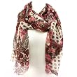 Paisley Floral Summer Frayed Long Scarf Shawl Pink