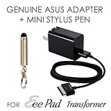 Genuine Asus Transformer TF101, Prime TF201, Slider SL101 Power Adapter Charger Cord + 5' Foot USB Data Charging Cable (New Style) + KOZMICC Mini Keychain Stylus Pen