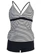 Womens MW Tankini Boyshorts Swimsuit, Swimwear, Crisscross Back, Multiple Prints, S-xxl