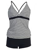 Womens MW Tankini Boyshorts Swimsuit, Swimwear, Crisscross Back, Multiple Prints, S-xxl
