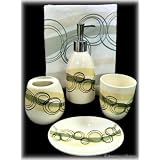 5pc Circles Bath Bathroom Shower Curtain Accessory Set by 