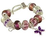 15 'VICTORIA PLUM' BEADS & CHARMS + 21cm BRACELET FITS PANDORA TROLL