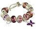 15 'VICTORIA PLUM' BEADS & CHARMS + 21cm BRACELET FITS PANDORA TROLL
