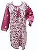 Pink Floral Embroidered Cotton Kurti Tunic