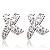 Sterling Silver Tiffany Inspired CZ Kiss Earrings