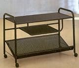 Black Three Tier Entertainment Stand with Metal Mesh Shelves