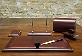 Burgundy Spaccato Leather Complete Calfskin Desk Set