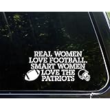 Real Women Love Football, Smart Women Love The Patriots - 8" x 4" - Vinyl Die Cut Decal/ Bumper Sticker For Windows, Cars, Trucks, Laptops, Macbooks, Etc.