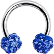 16 Gauge Blue Crystal Ferido Ball Horseshoe Circular Barbell