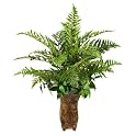 Faux Fern Mix in Tall Ceramic Planter - Green