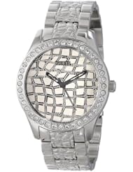 GUESS Womens U0236L1 Feminine Animal Silver-Tone Sport Watch