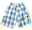 Mens Swim Trunks by RS Surf with Elastic Waist, 2 Side Inseam Pockets, 2 Cargo Pockets, Faux Board Short Front, Fully lined. Turq Plaid in sizes S-XXL.