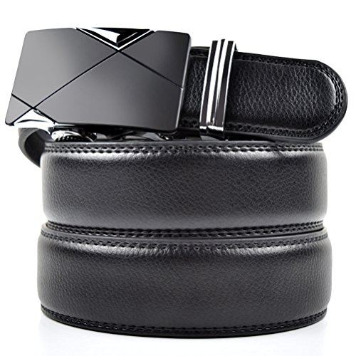 Mens Leather Belt With Automatic Buckle Ratchet Belt 1.38