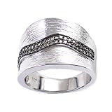 Sterling Silver 1/4 cttw Brown Diamond Swish Brushed Ring, Size 7