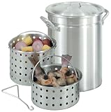 Bayou Classic 4095, 42-Qt. Great Lakes Boiler with 2 Steam/Boil Baskets, Vented Lid, and Grab Hook for lower basket, aluminum
