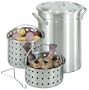 Bayou Classic 4095, 42-Qt. Great Lakes Boiler with 2 Steam/Boil Baskets, Vented Lid, and Grab Hook for lower basket, aluminum