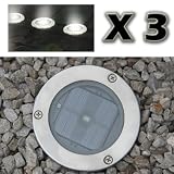 Lot de 3 - Spot Solaire LED Encastrable au Sol. Eclairage Allée, Piscine