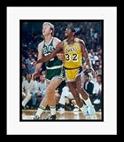 Larry Bird and Magic Johnson Boston Celtics Los Angeles Lakers NBA Posting Up Framed 8 x 10 Pho