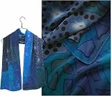 ULRIKE Oblong Flat Crepe Silk Scarf - A coral reef in a deep sea of turquoise, teal, blue, and purple.