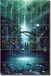 Enchanted Pool by David Miller - Tropical Waterfall Glass Tile Wall Floor Mural 36" x 24" Kitchen Shower Backsplash