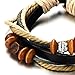 COOLSTEELANDBEYOND Multi-Strand Mens Leather Bracelet with Bead Strings Wrap Bracelet Wristband Black Brown White Tri-Tone