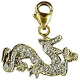 14k Choice of White or Yellow Gold Diamond Dragon Charm (1/10 cttw, I Color, I2 Clarity)