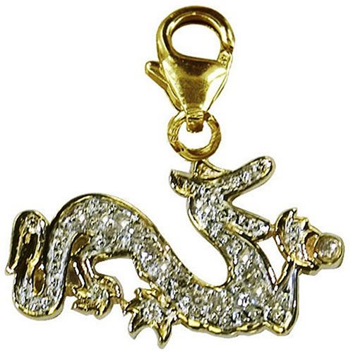 Childrens Toyshop  Jewelry : 14k Choice of White or Yellow Gold Diamond Dragon Charm (1/10 cttw, I Color, I2 Clarity)