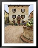 Local Restaurant in Piazza, Pienza, Italy Framed Art Poster Print by Dennis Flaherty, 39x49