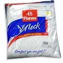 Hanes - Mens Big V- Neck T-Shirt, White, 3 Pair Pack, 777