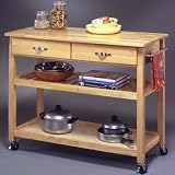 Solid Wood Top Kitchen Island Cart