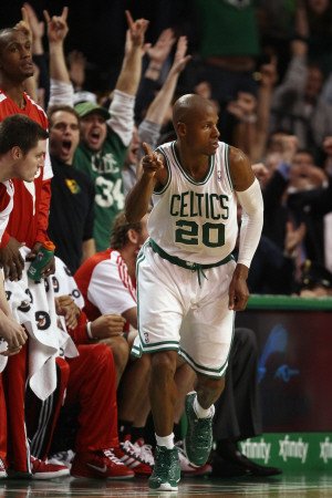 Portland Trail Blazers v Boston Celtics: Ray Allen Photographic Poster Print by Elsa ., 8x12