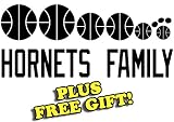 10.5" x 4.5" Hornets Basketball Family Vinyl Sticker Decal [Die-cut, White] + with Free Basketball Pencil