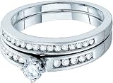 Stunning 2pc. White Gold Genuine Diamond Bridal Set " Size 7 "
