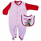 Luvable Friends Christmas Sleep N Play and Bib, Waiting For Santa, 0-3 Months