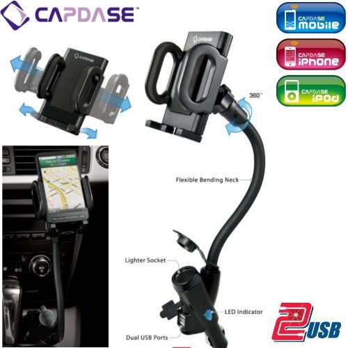 CAPDASE Car Charger Holder カーチャージャーホルダー （充電用USBポート２口，シガーソケット予備口搭載 車載アダプター） CA00-H101