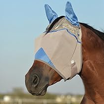 Cashel Crusader Standard Fly Mask with Ears and Blue Trim, Benefit Wounded Warriors - Size: Horse
