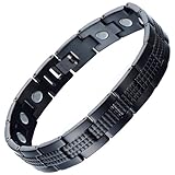 Modern Sleek Black Stainless Steel Bracelet for Men with 3000g Magnets