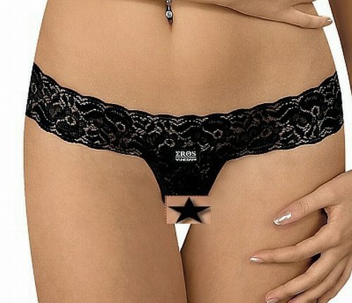 Eros Veneziani String Tanga ouvert, No 2539, schwarz, Medium-Large